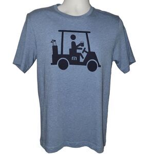Travis Mathew T Shirt Men Size Small Blue Golf Cart Graphic Short Sleeve Tee NEW